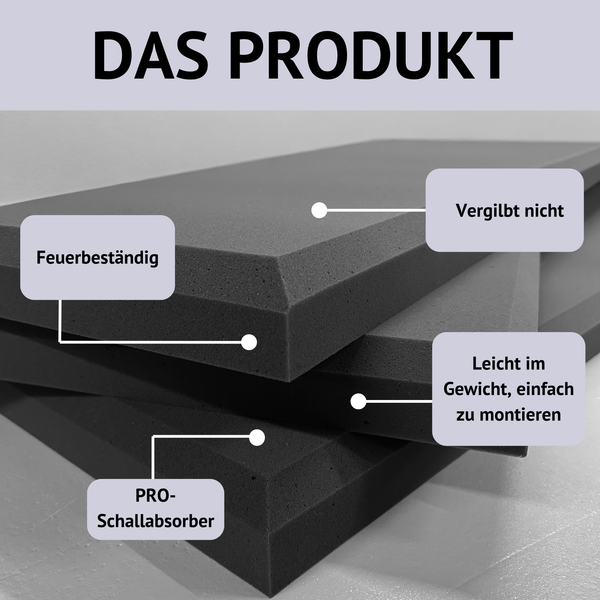 Basotect® Akustikschaumstoff-Tafel PLUS (gefast) | 100 x 50 x 5cm (0,5m²) | schwarz