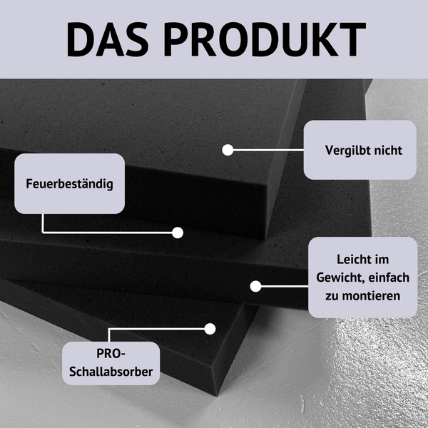 Basotect® Akustikschaumstoff-Tafel | 100 x 50 x 5cm (0,5m²) | schwarz