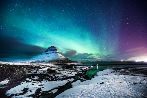 Akustikbild «Nordlicht in Berg Kirkjufell Island» | verschiedene Grössen